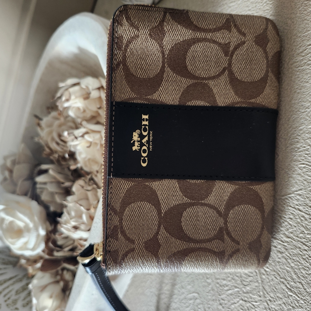 Coach Brown and Black Wristlet